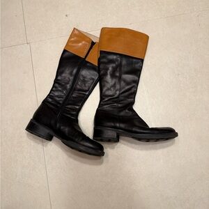 Black and Tan Knee-High Leather Boots